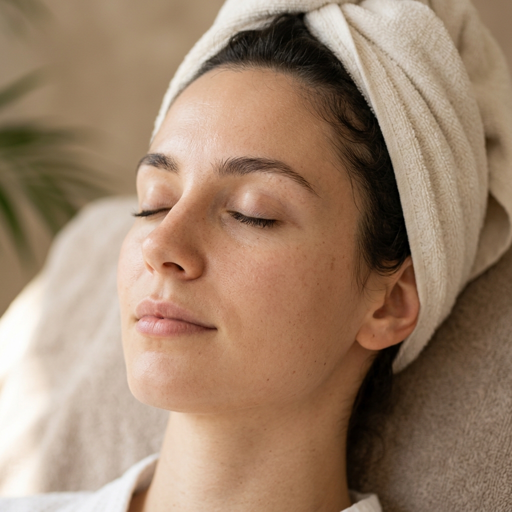 Close-up face skin before luxury facial hydration treatment
